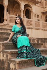 Load image into Gallery viewer, Women's Lycra Blend Saree with Blouse (Rama, 5-6 Mtrs) Kashvii