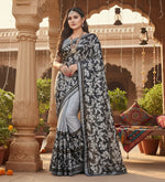 Load image into Gallery viewer, Women's Lycra Blend Saree with Blouse (Grey, 5-6 Mtrs)