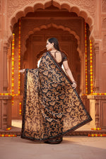 Load image into Gallery viewer, Women's Lycra Blend Saree with Blouse (Coffee, 5-6 Mtrs) Kashvii