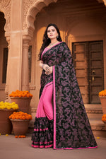 Load image into Gallery viewer, Women's Lycra Blend Saree with Blouse (Pink, 5-6 Mtrs)