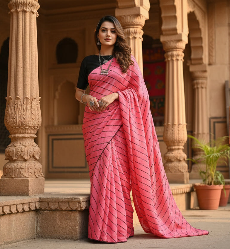 Women's vichitra saree with blouse (gajari, 5 6 mtrs) kashvii