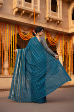 Load image into Gallery viewer, Women's Vichitra Saree with Blouse (Rama, 5-6 Mtrs)
