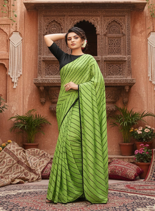 Women's vichitra saree with blouse (lightgreen, 5 6 mtrs) kashvii