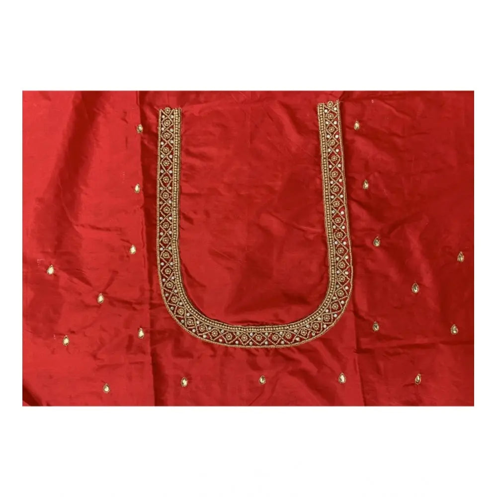 Women's cotton silk self design unstitched blouse piece (red, 80 100 cm) kashvii