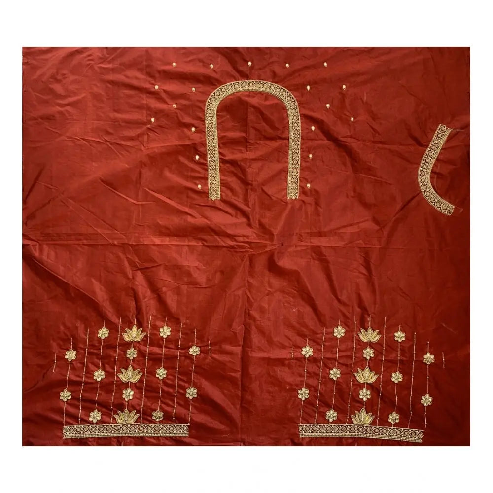 Women's cotton silk self design unstitched blouse piece (maroon, 80 100 cm) kashvii