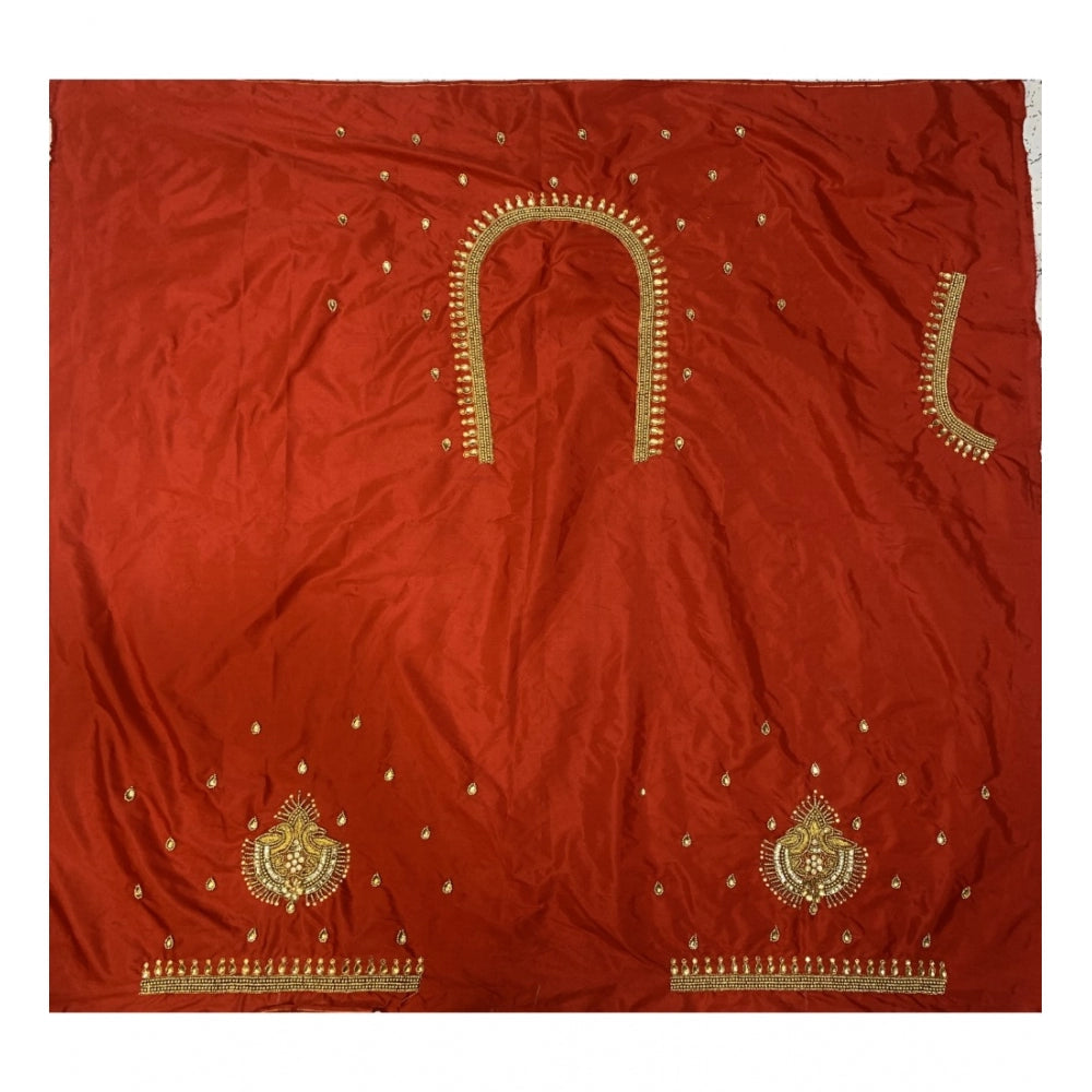 Cotton silk self design unstitched blouse piece (red, 80 100 cm) kashvii