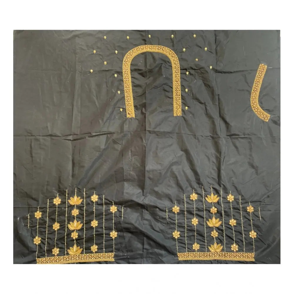 Women's cotton silk self design unstitched blouse piece (black, 80 100 cm) kashvii