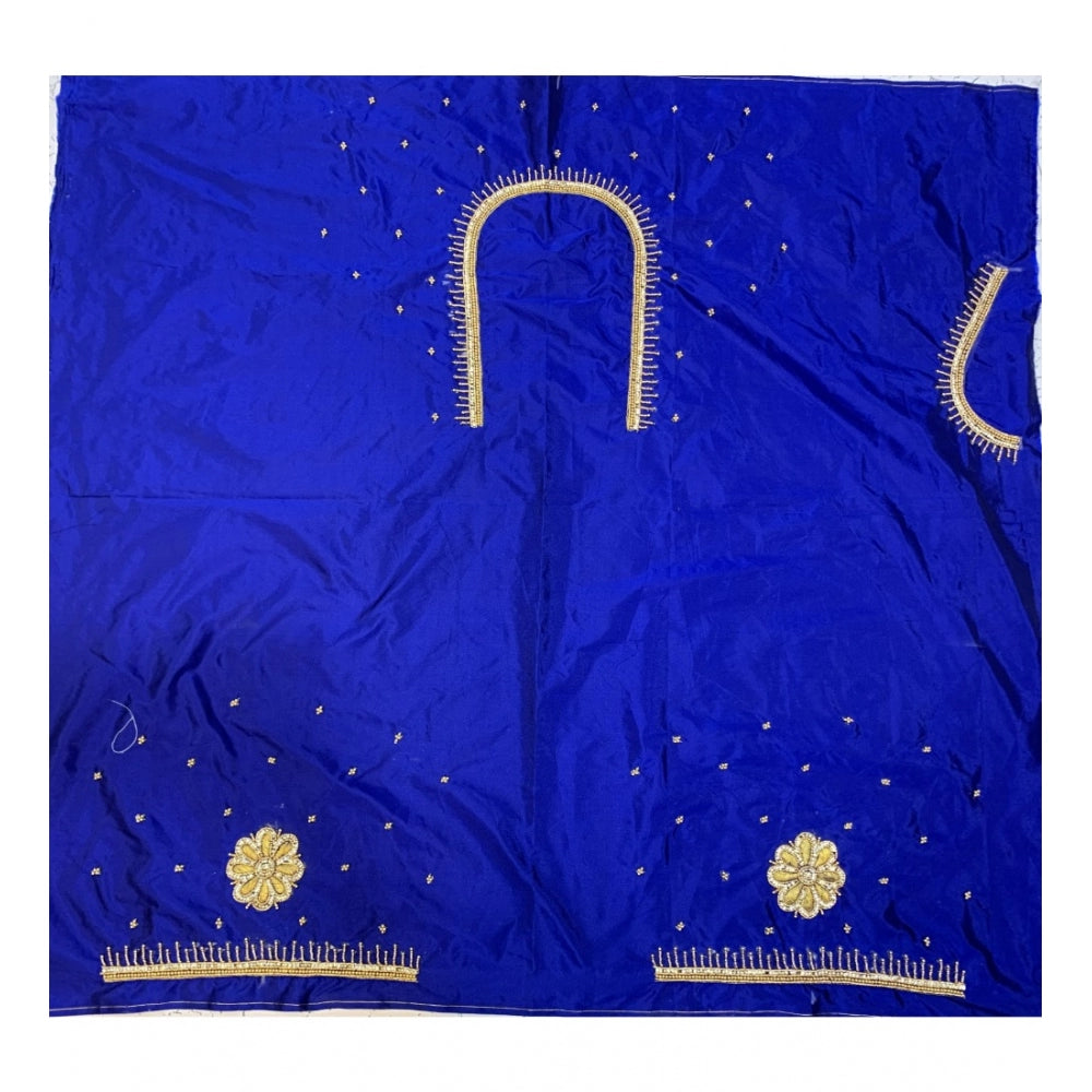Cotton silk self design unstitched blouse piece (blue, 80 100 cm) kashvii