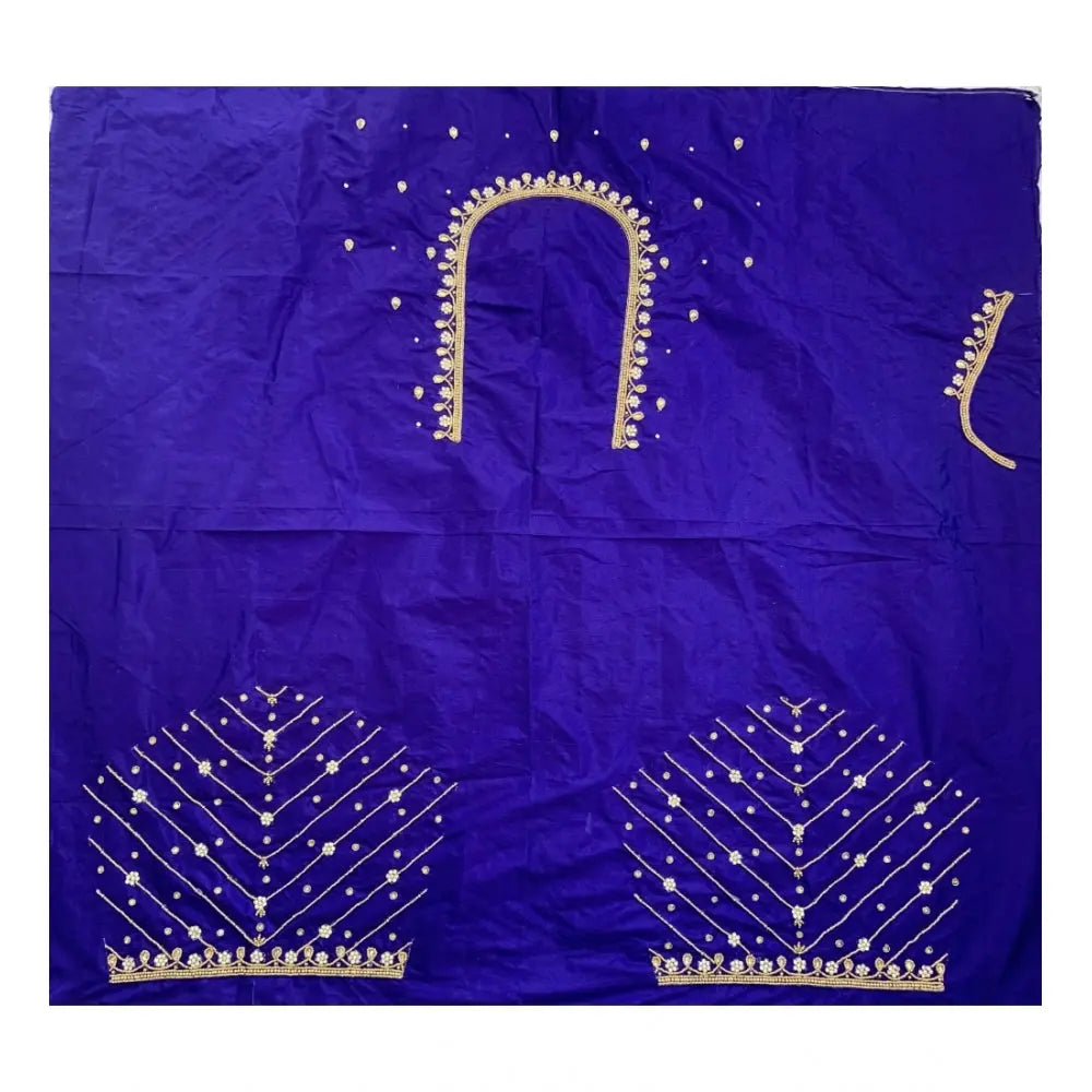 Women's cotton silk self design unstitched blouse piece (blue, 80 100 cm) kashvii
