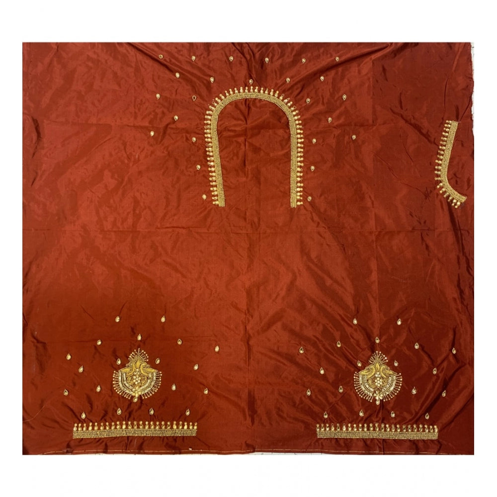 Cotton silk self design unstitched blouse piece (maroon, 80 100 cm) kashvii