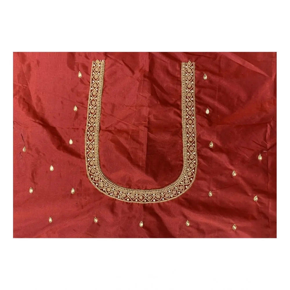 Women's cotton silk self design unstitched blouse piece (maroon, 80 100 cm) kashvii