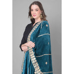 Load image into Gallery viewer, Women's Velvet Gotta Patti Dupatta (Teal, Length: 2.25 to 2.50 Mtr) Kashvii