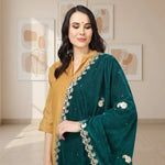 Load image into Gallery viewer, Women's Velvet Gotta Patti Dupatta (Dark Green, Length: 2.25 to 2.50 Mtr) Kashvii