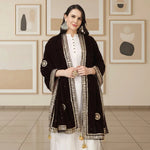 Load image into Gallery viewer, Women's Velvet Gotta Patti Dupatta (Brown, Length: 2.25 to 2.50 Mtr) Kashvii
