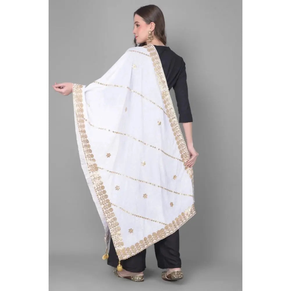 Women's velvet gotta patti dupatta (off white, length:Â 2