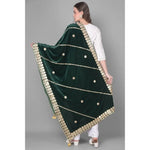 Load image into Gallery viewer, Women's Velvet Gotta Patti Dupatta (Green, Length: 2.25 to 2.50 Mtr) Kashvii