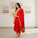Load image into Gallery viewer, Women's Velvet Gotta Patti Dupatta (Red, Length: 2.25 to 2.50 Mtr) Kashvii