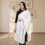 Load image into Gallery viewer, Women's Velvet Gotta Patti Dupatta (White, Length: 2.25 to 2.50 Mtr) Kashvii