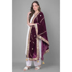 Load image into Gallery viewer, Women's Velvet Gotta Patti Dupatta (Wine, Length: 2.25 to 2.50 Mtr) Kashvii