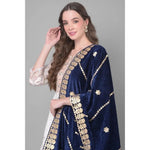Load image into Gallery viewer, Women's Velvet Gotta Patti Dupatta (Navy, Length: 2.25 to 2.50 Mtr) Kashvii