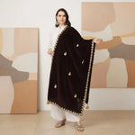 Load image into Gallery viewer, Women's Velvet Gotta Patti Dupatta (Brown, Length: 2.25 to 2.50 Mtr) Kashvii
