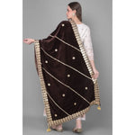 Load image into Gallery viewer, Women's Velvet Gotta Patti Dupatta (Brown, Length: 2.25 to 2.50 Mtr) Kashvii