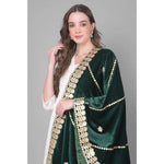 Load image into Gallery viewer, Women's Velvet Gotta Patti Dupatta (Green, Length: 2.25 to 2.50 Mtr) Kashvii