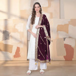 Load image into Gallery viewer, Women's Velvet Gotta Patti Dupatta (Wine, Length: 2.25 to 2.50 Mtr) Kashvii