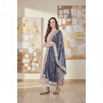Load image into Gallery viewer, Women's Velvet Gotta Patti Dupatta (Grey, Length: 2.25 to 2.50 Mtr) Kashvii
