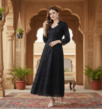 Load image into Gallery viewer, Women's Casual 3/4th Sleeve Embroidered Cotton Kurti (Navy Blue) Kashvii