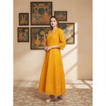Load image into Gallery viewer, Women's Casual 3/4th Sleeve Embroidered Cotton Kurti (Mustard) Kashvii