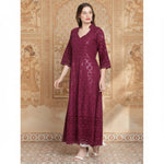 Load image into Gallery viewer, Women's Casual 3/4th Sleeve Embroidered Cotton Kurti (Purple) Kashvii