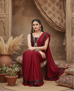 Load image into Gallery viewer, Women's Lycra Solid Saree With Unstitched Blouse (Red, 5.5 Mtr) Kashvii