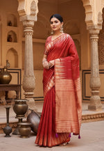 Load image into Gallery viewer, Women's Linen Cotton Printed Saree With Unstitched Blouse 5.5Mtr (Red) Kashvii