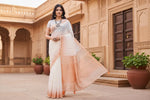 Load image into Gallery viewer, Women's Linen Cotton Printed Saree With Unstitched Blouse 5.5Mtr (White) Kashvii