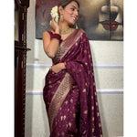 Load image into Gallery viewer, Women's Silk Printed Saree With Unstitched Blouse 5.5Mtr (Wine) Kashvii
