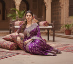 Load image into Gallery viewer, Women's Silk Printed Saree With Unstitched Blouse 5.5Mtr (Purple) Kashvii