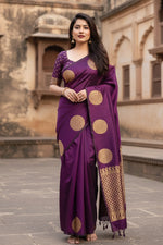 Load image into Gallery viewer, Women's Silk Printed Saree With Unstitched Blouse 5.5Mtr (Wine) Kashvii