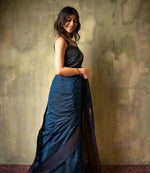 Load image into Gallery viewer, Women's Navy Blue Silk Printed Saree With Unstitched Blouse -5.5Mtr Kashvii