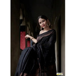 Load image into Gallery viewer, Women's Silk Printed Saree With Unstitched Blouse 5.5Mtr (Black) Kashvii