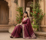 Load image into Gallery viewer, Women's Maroon Silk Printed Saree With Unstitched Blouse -5.5Mtr Kashvii
