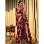 Load image into Gallery viewer, Women's Silk Printed Saree With Unstitched Blouse 5.5Mtr (Maroon) Kashvii