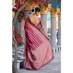 Load image into Gallery viewer, Women's Silk Printed Saree With Unstitched Blouse 5.5Mtr (Pink) Kashvii