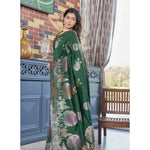 Load image into Gallery viewer, Women's Green Silk Printed Saree With Unstitched Blouse -5.5Mtr Kashvii