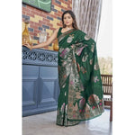 Load image into Gallery viewer, Women's Green Silk Printed Saree With Unstitched Blouse -5.5Mtr Kashvii