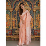 Load image into Gallery viewer, Women's Cotton Printed Saree With Unstitched Blouse 5.5Mtr (Peach) Kashvii