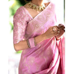 Load image into Gallery viewer, Women's Pink Silk Printed Saree With Unstitched Blouse -5.5Mtr Kashvii