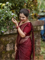 Load image into Gallery viewer, Women's Silk Printed Saree With Unstitched Blouse 5.5Mtr (Maroon) Kashvii