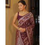 Load image into Gallery viewer, Women's Silk Printed Saree With Unstitched Blouse 5.5Mtr (Maroon) Kashvii