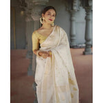 Load image into Gallery viewer, Women's Cotton Printed Saree With Unstitched Blouse 5.5Mtr (White) Kashvii